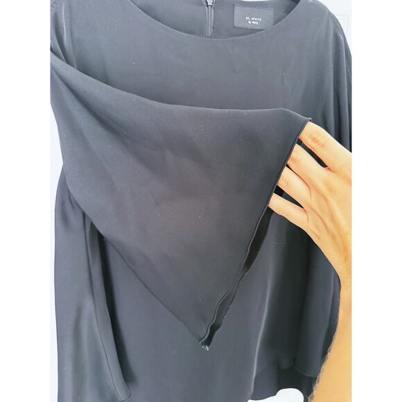 El. Story by Italy Black Stingray Blouse Large Flare Sleeve Relaxed Minimalist - Picture 4 of 8